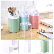 Plastic Utensils Cutlery Holder Drainer Spoon Fork Chopsticks Storage Rack with Lid Kitchen Tableware Accessories Tool Organizer