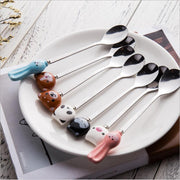 Cute Cartoon Animals Cat Panda Rabbit Coffee Spoon Stirring Spoon Children Soup Coffee Spoons Scoop Dinnerware