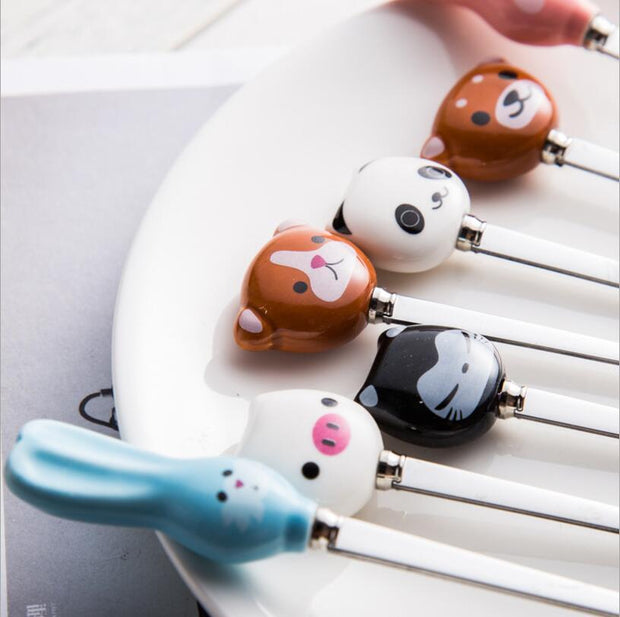 Cute Cartoon Animals Cat Panda Rabbit Coffee Spoon Stirring Spoon Children Soup Coffee Spoons Scoop Dinnerware