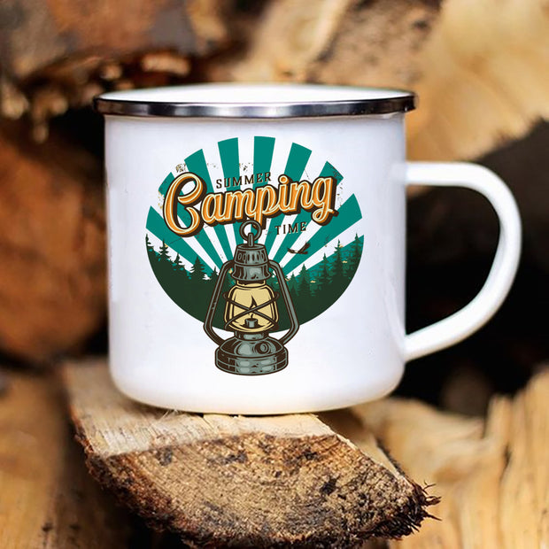 Caravan Printed Camper Mugs Camping Enamel Mug Adventure