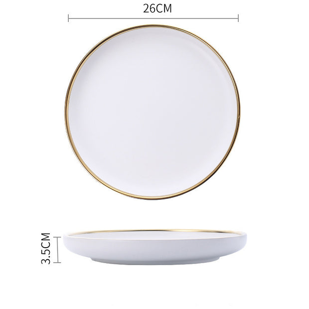 Silver Light Luxury Ceramic Dinnerware With Gold Edge And Silver Edge