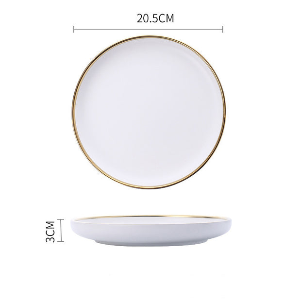 Silver Light Luxury Ceramic Dinnerware With Gold Edge And Silver Edge