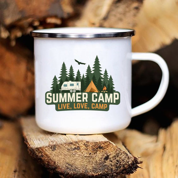 Caravan Printed Camper Mugs Camping Enamel Mug Adventure