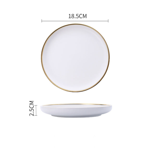 Silver Light Luxury Ceramic Dinnerware With Gold Edge And Silver Edge