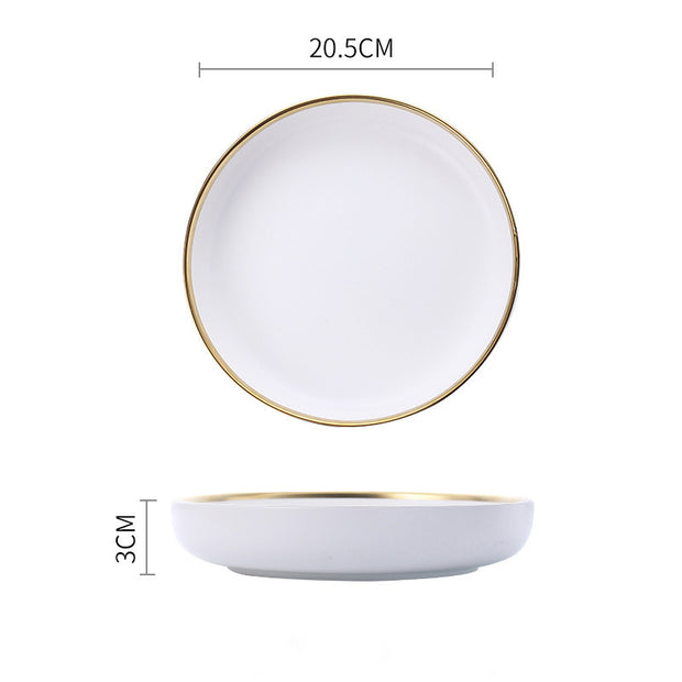 Silver Light Luxury Ceramic Dinnerware With Gold Edge And Silver Edge