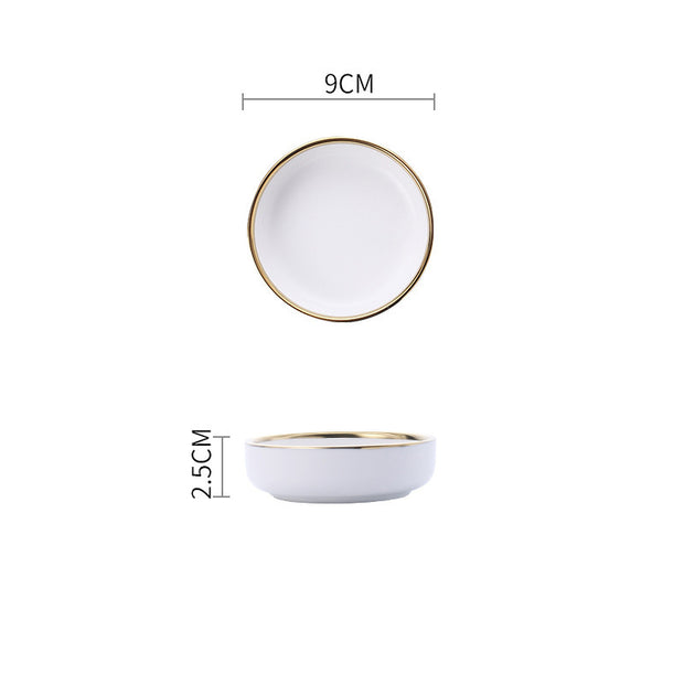 Silver Light Luxury Ceramic Dinnerware With Gold Edge And Silver Edge